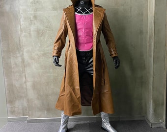 Disfraz de X-Men Remy Etienne Gambit, traje de cosplay con abrigo