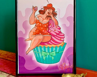 Chubby Cherry Art print - body positivity