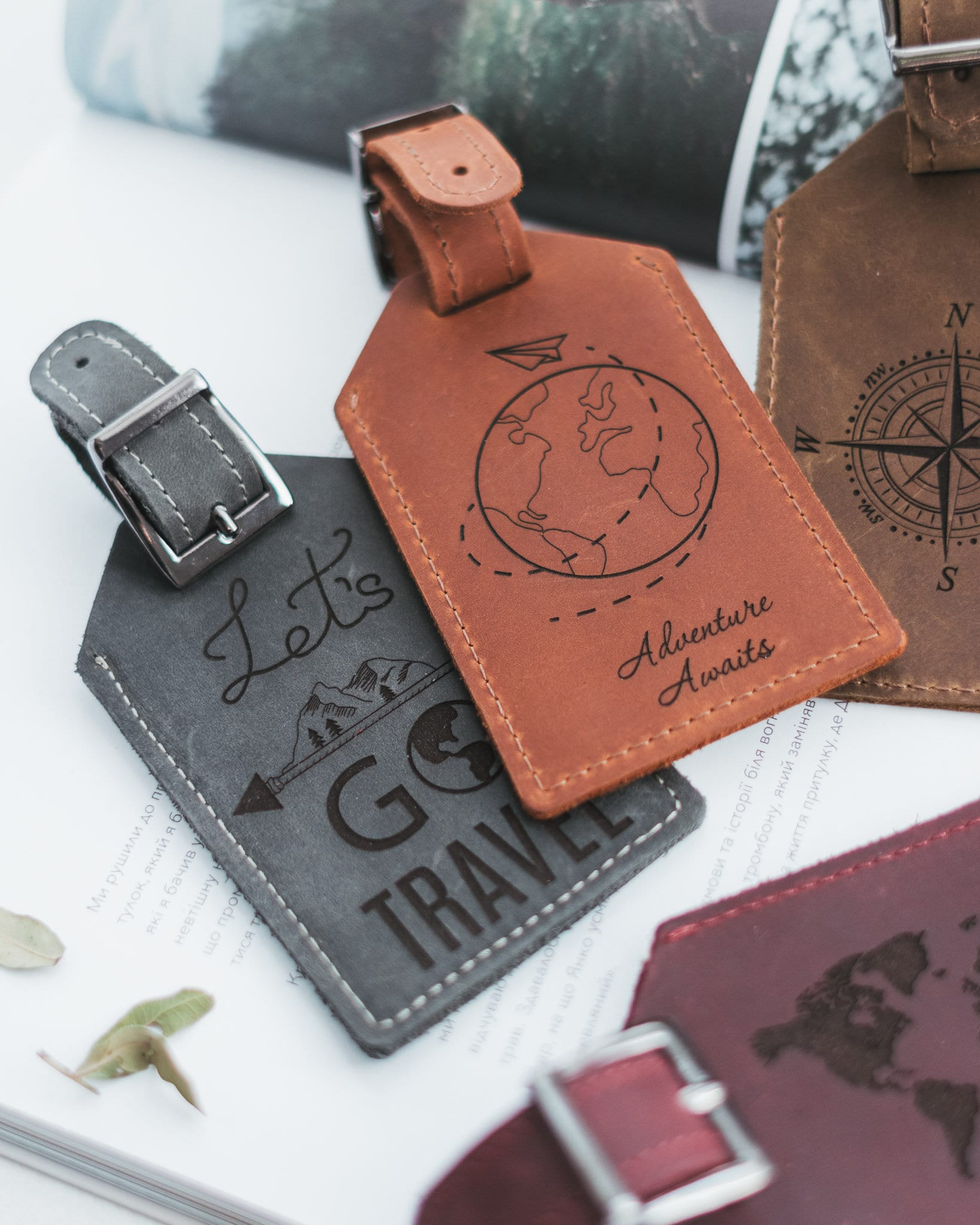 Genuine Leather Travel Tags Personalized Luggage Tags Monogram Etsy