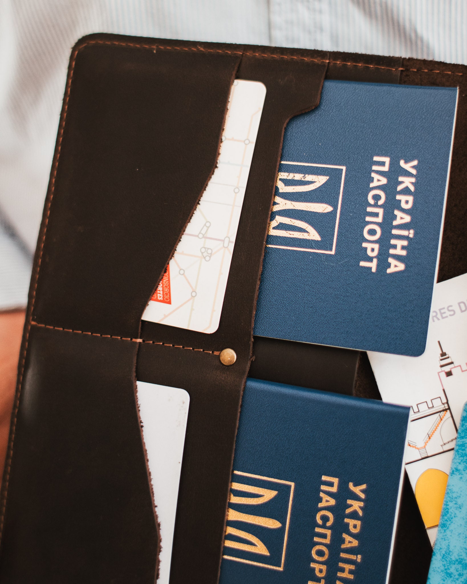 Funda de cuero para pasaportes Organizador familiar para Etsy