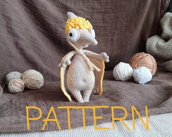 Crochet pattern Dinosaur. Amigurumi Toy Pattern PDF English. Handmade soft toy pteodactyl dinosaur.