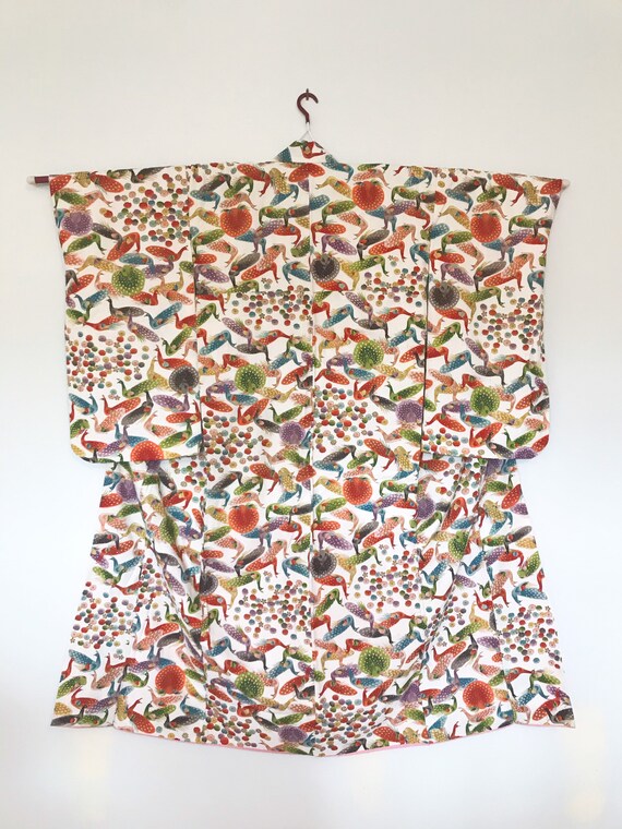 Vintage Kimono Peacock Chrysanthemum