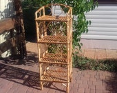 40 quot 54 quot tall rattan shelf wicker Furniture wood bookcase cabinet planter stand bathroom Vinyl record storage laundry Storage