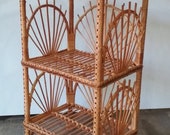 40 quot 54 quot tall rattan shelf wicker Furniture wood bookcase cabinet planter stand bathroom Vinyl record storage laundry Storage
