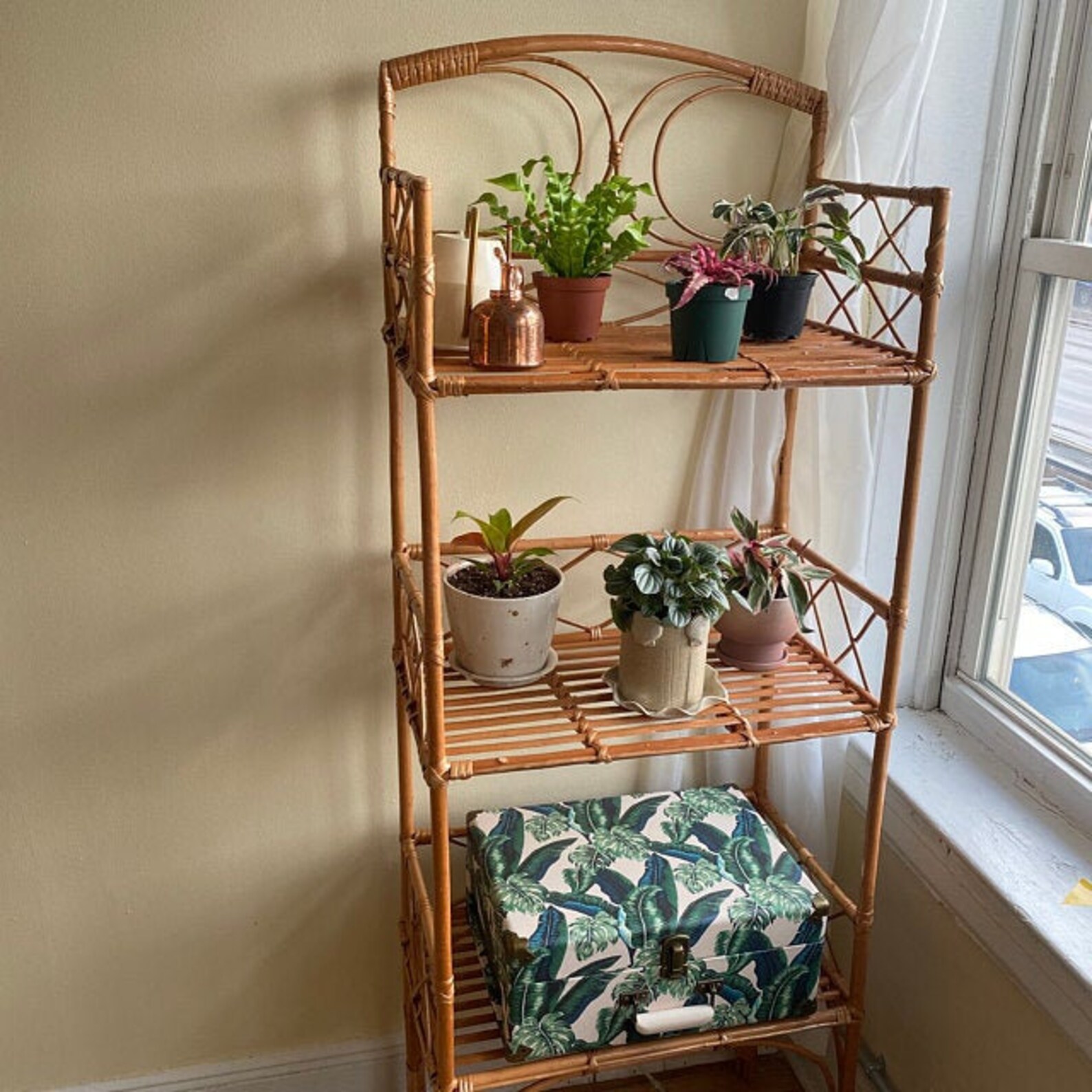 66 tall Shelving Unit/ rattan wood bookcase Etsy