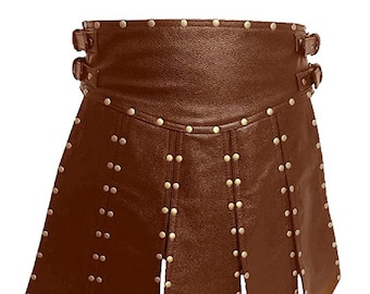 Cuir véritable réversible kilt cargo poches écossais plissé gladiator bluf Cuir véritable réversible kilt cargo poches écossais plissé gladiator bluf