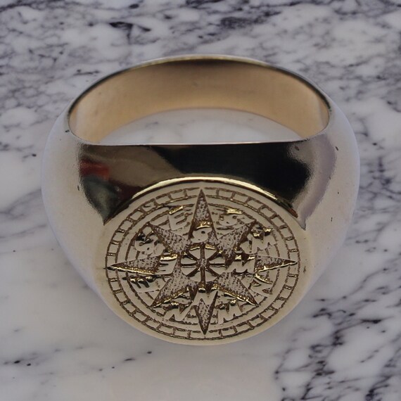 Chevalière boussole, petit doigt pour homme, bijoux, bague vintage