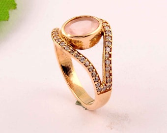 Peach moonstone Ring, CZ Ring, women Ring, Eternity rings, handmade Jewelry, Gemstone Ring, Boho rings, jewelry, Unisex Rings