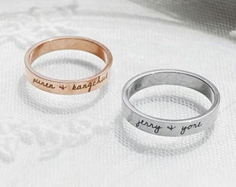 Custom Engraved Name Ring, Stackable Personalized Band