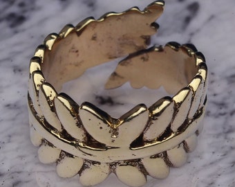 Brass Leaf Wrap Ring, Vintage Boho Style