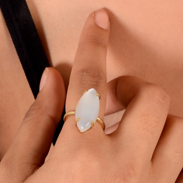 Moonstone Ring,Brass Ring,rings for women,June Birthday Gift