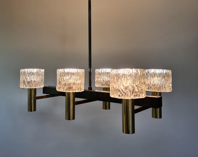 Glass Cylinders Chandelier by Carl Fagerlund for Orrefors - Sweden 1960s