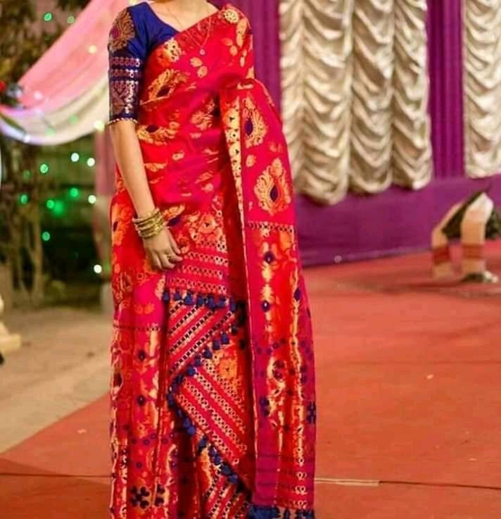 Mekhela Chador Ludhiyan silk pure Assamese Tradtional dress | Etsy