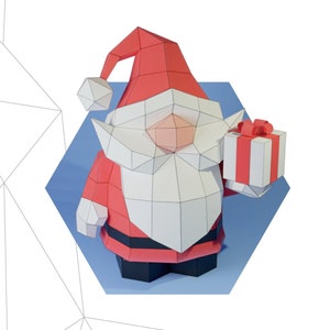 Święty Mikołaj Papercraft 3D, pepakura szablon Pdf Niska wielokątna rzeźba z papieru Diy Decor home loft prezent biurowy