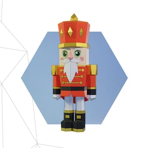Nutcracker Papercraft 3D – Low Poly PDF Svg Dxf Template | Pepakura Christmas Decor | DIY Holiday Paper Sculpture | Festive Gift Idea
