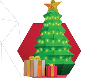 Christmas Tree Papercraft 3D, pepakura Pdf template Low polygonal Paper Sculpture Diy Decor home loft office gift