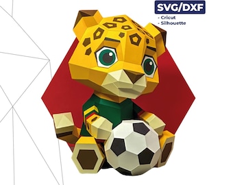 Zayú Papercraft SVG DXF Pattern & Template – FIFA World Cup 2026 Mascot | Low Poly Cricut Soccer Decor | Paper Model
