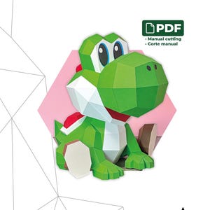 Green Dinosaur - PDF | Papercraft 3D Pattern & Template – Low Poly | Cute Game Inspired DIY Decor | Paper Character Model