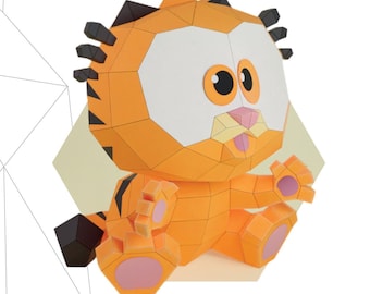 Baby Cat Papercraft 3D, pepakura Pdf template Low polygonal Paper Sculpture Diy Decor home loft office gift
