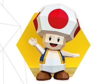 Mushroom Character - Pdf | Papercraft 3D Pattern & Template – Low Poly | Cute Game Inspired DIY Decor | Paper Figure