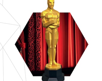 Award Trophy Svg Dxf Pdf |  Papercraft 3D Pattern – Low Poly Template | DIY Movie Award Statue | Film Ceremony Decor