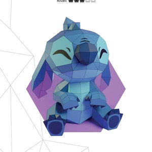 Stitch Papercraft 3D, pepakura Pdf template Low polygonal Paper Sculpture Diy Decor home loft office stitch lover gift