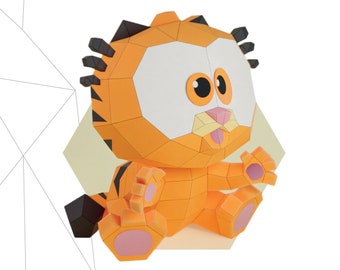 Hongerige kat Papercraft 3D, pepakura Pdf-sjabloon Lage veelhoekige papiersculptuur Diy Decor thuis loft kantoor minnaar cadeau