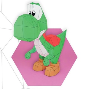 Yoshi Papercraft 3D, pepakura Pdf template Low polygonal Paper Sculpture Diy Decor home loft office mario bros lover gift