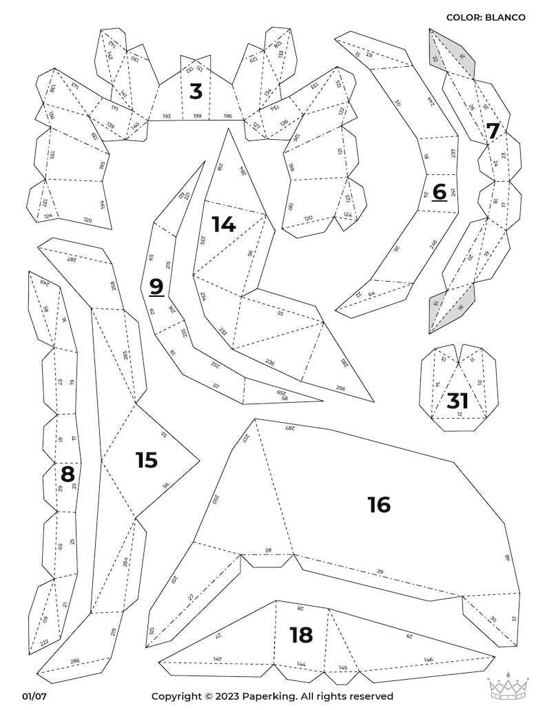 Joker Clown Mask Papercraft 3D, Pepakura Pdf Template Low Polygonal