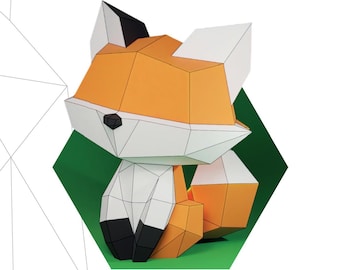 Fox Papercraft 3D – Low poly fox DIY | pdf, svg, dxf template for paper sculpture | home & office decor | pepakura animal model