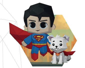 Miniature Hero & Canine Companion – 3D Papercraft | PDF SVG DXF | Low Poly DIY Decor | Kids Model | Paper Sculpture