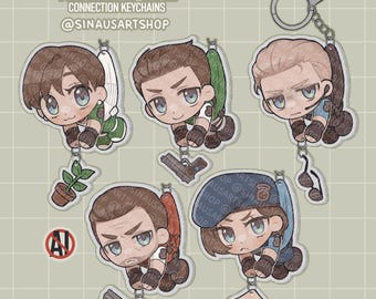 Resident Evil Keychain - Albert Wesker, Chris Redfield, Rebecca Chambers, Jill Valentine and Barry Burton