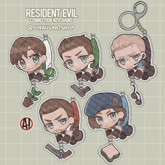 Resident Evil Keychain - Albert Wesker, Chris Redfield, Rebecca Chambers, Jill Valentine and Barry Burton