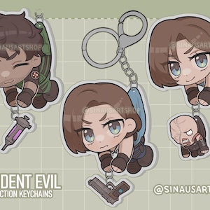 PRE-ORDER Resident Evil 3 Jill Valentine and Carlos Oliveira Connection Keychains