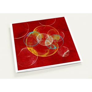 Tarjetas de felicitación plegadas (paquete de 10), diseño abstracto rojo intenso, inspirado en la energía del chakra raíz, papel de seda estucado, envío gratuito, ecológicas.