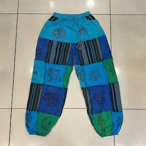 Beautiful boho hippie patchwork pants, Cotton Hippie Handmade Harem Mix Patchwork Bohemian Trousers, Hippie Pants, Eco-Friendly Clothing