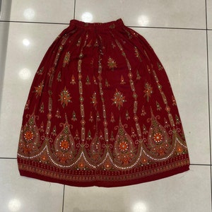 Rayon Fabric Female Skirts Dress, Bohemian Partywear And Traveling Wear Skirts, Hippie Boho Relaxed Feel Elastic Waist Women&#39;s Skirt Dress.
