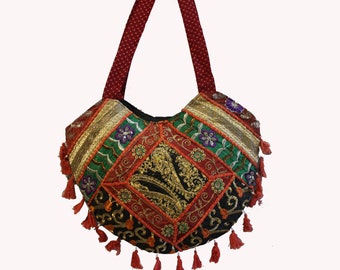 shoulder banjara hobo bag, patch work tote hand purse, tribal bohemian banjara bag, bohemian style banjara bag, tradtinaol women bag