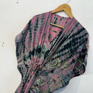 Beautiful Casual Summer Tie Dye Dress, Bohemian Bold Two-Tone Loose Fit Tie Dye Long Dress, Hand Dyed Kaftan Poncho Dress For Women .