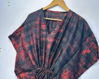 Handmade Silky Tie Dye Kaftan Dress: Luxury Resort Wear