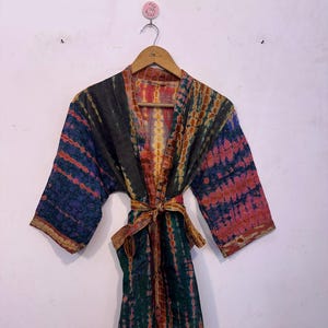 Boho Summer Vacation Tie Dye Short Dress * Bridesmaid Comfortable Pure Silk Tie Dye Short Kimono * Beach Partywear Women&#39;s Kimono Robe *