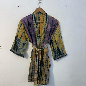 Tie Dye Swimsuit Short Kimono Coverup Dress | Hand Tie Dye Kimono Duster Cardigan Beach Wear | Unique Special Holidays Gifts One Size |
