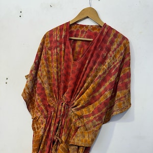 Bohemian Tie Dye Luxury Kaftan, Comfortable Relaxed Feel Women&#39;s Long Kaftan Dress, Women&#39;s Beach Wear Tie Dye Loose Kaftan Robe.