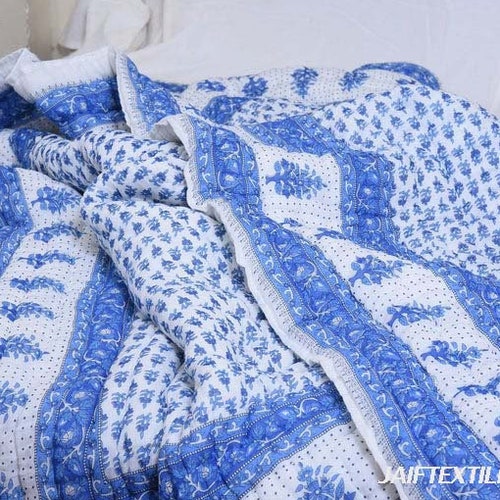 Handmade Jaipuri Quilt Reversible Quilt Floral Print Cotton Etsy