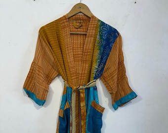 Nachtkleding dames boho hippiestijl patchwork - comfortabel ontspannen gevoel zomer strandoutfit - bloemenprint kimono badjas nachtkleding -