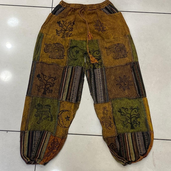 Gheri Pantaloni Aladdin Harem Donna In Cotone Leggero A Righe