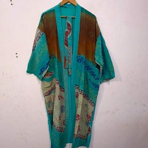 Long Leinght Front Open Relaxed Feel Kimono Robe - Bohemian Comfort Feel Women's Kimono - Light Weight Summer Night Wear House Robe -