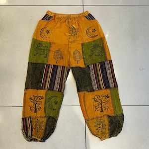 Boho Hippie Unisex Patch Pattern Harem Pant, Super Comfy Yoga Pant, Cotton Super High Quality Harem Pant, Harem Lounge Trouser Gift For Her.
