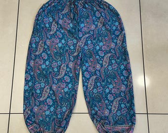 Handmade Silk Harem Pants: Paisley Print Boho Yoga Trousers