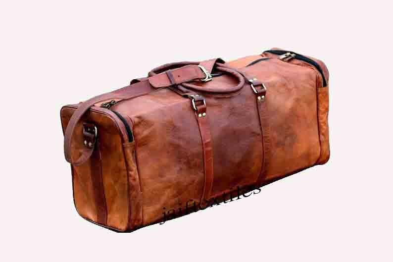 Personalized Mens Travel Bag Full Grain Leather Duffel Bag Etsy